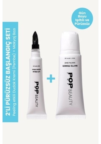 Peeling Yapan Dudak Kremi Pembe & Aydınlık Veren Gözenek Küçülten Makyaj Bazı