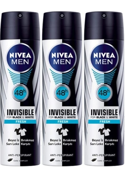Nivea Invisible Black&White Fresh Erkek Sprey Deodorant 150 ML x 3