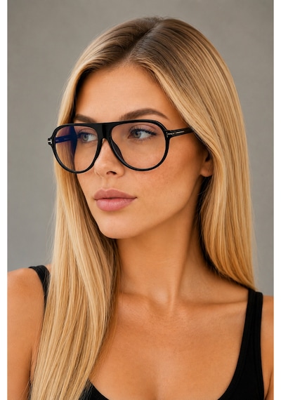 Aneta Pilot Model Mavi Işık Koruyucu Siyah Çerçeve Optik Uyumlu Gözlük Çok Renkli