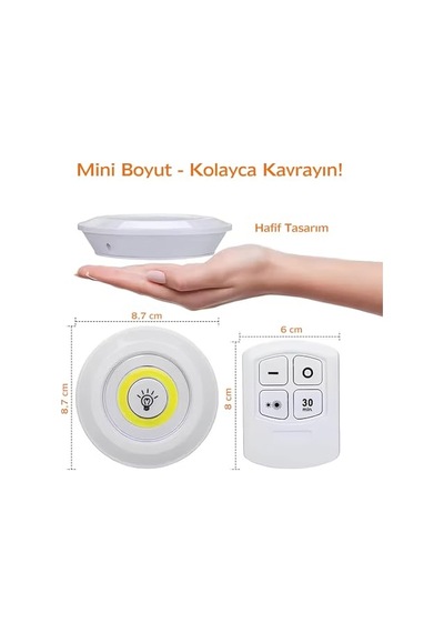 ' Lü Uzaktan Kumandalı Kablosuz Led Spot Lambalar Pratik Ve Şık Aydınlatma Çözümü Diğer