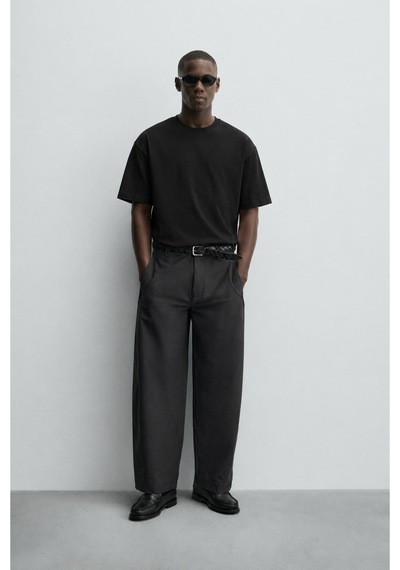 Modivibe Erkek Oversize T-shirt Kalın Dokulu %100 Pamuk Geniş Kesim Siyah