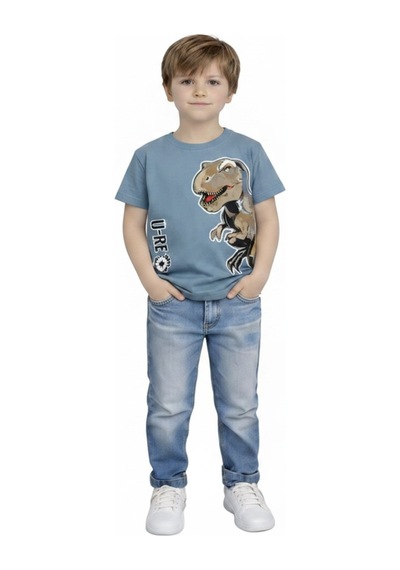 Yale Kids 3-8 Yaş Erkek Çocuk %95 Pamuklu Tişört Petrol Mavi