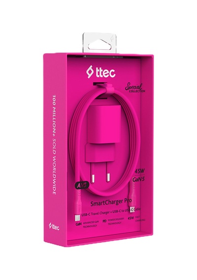 Ttec Smartcharger Gan 45w Avs Pd Seyahat Hızlı Şarj Aleti + Usb-c - Usb-c 3a 120 Cm Kablo Neon 40809782