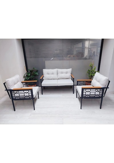 İnci Balkon-bahçe-kafe Çay Seti Koltuk Oturma Takımı-oturma Grubu Krem