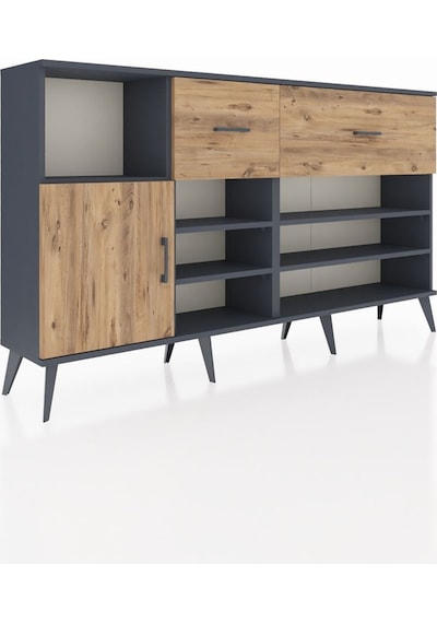 Arges Konsol 6 Raflı 2 Çekmeceli Tek Kapaklı 176x30x99 Antrasit-çam Atlas Çam - Antrasıt Arges Konsol 6 Raflı 2 Çekmeceli Tek Kapaklı 176x30x99 Antrasit-çam Atlas Çam - Antrasıt