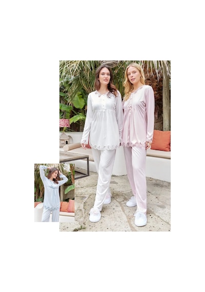 Bone Club 5617 Uzun Kol Kadın Pijama Takımı Pembe V2 Pembe