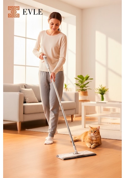Lavine Mandallı Sprey Mop Kompakt Gövdeli, Mikrofiber Bez Uyumlu 4xl Bez Destekli
