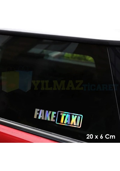 Fake Taxi Hologram Renkli Araba Oto Sticker Etiket Yapıştırma