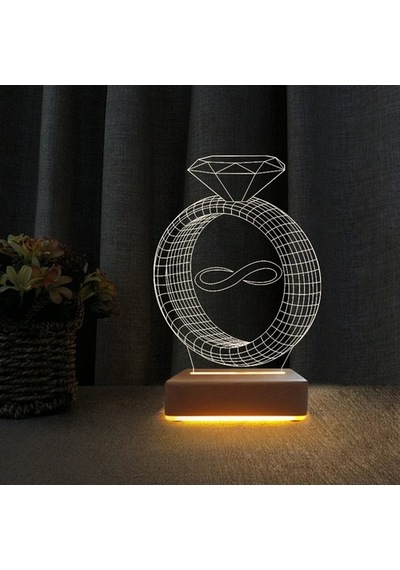 3D Masa Lambası Sevgiliye Hediye Teltaş Yüzük Gece Lambası
