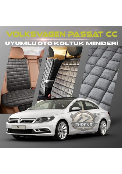 Volksvogen Passat Cc Antrasit Tay Tüyü Cepli & Terletmez Sırtlı Oto Koltuk Minder Seti - Koruma Kılıfı  Ön & Arka Set