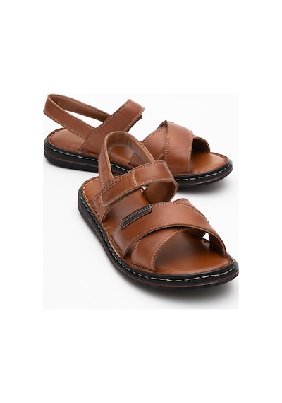 Dericlub Erkek Çapraz Bantlı Sandalet Gerçek Deri Dc 1216 Taba