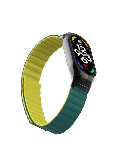 Xiaomi Mi Band 7 Krd-69 Mıknatısla Ayarlanan Kordon Parçalı Çizgili Tasarım - Gri-turuncu