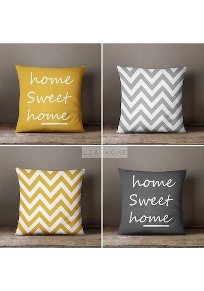 Çift Taraflı Home Sweet Home Yazılı Ve Zigzag Desenli Dekoratif 4