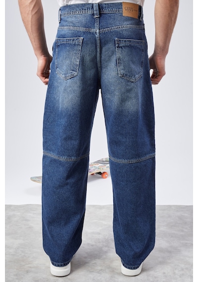 Cedy Denim Cedy Denım Yüksek Kalite Erkek Yüksek Bel Skater Baggy Jeanpantolon C362 Mavi