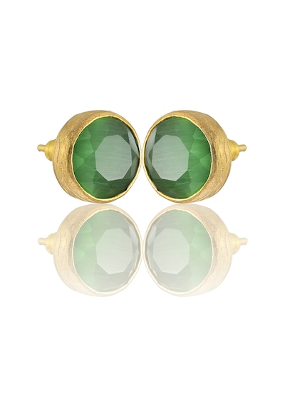 Kadir Jewellery 22 Ayar Altın Kaplama Kadın Minimal Küpe -el İşçiliği Ve Hipoalerjenik Küpe Yeşil 93548111
