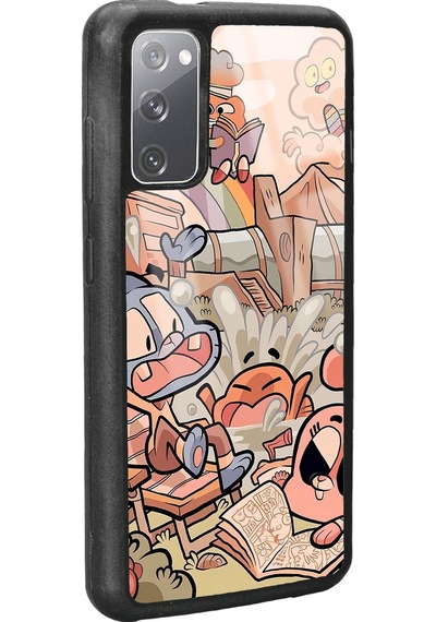 Samsung Uyumlu S20 Gumball Tasarımlı Glossy Telefon Kılıfı Siyah