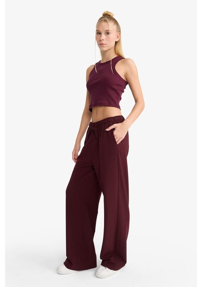 Defacto Wide Leg Normal Bel Standart Boy Pantolon C1428AX25AU Bordo