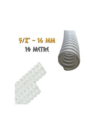 Güneş Spiral Şeffaf Klima Hortumu 5/8" - 16 Mm. - 10 Metre