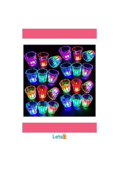 Renkli Led Parlayan Fiber Optik Glow Işıklı Bardak 1 Adet Çok Renkli