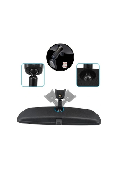 Gmax İç Dikiz Aynası Üniversal Mandallı Nova Tip Yapıştırıcı İle Birlikte Siyah FX-N07