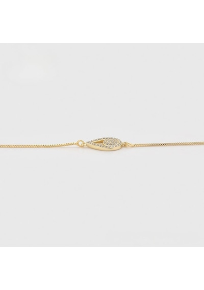 Zirkon Taşlı Damla Figürlü 14 Ayar Altın Kaplama Kadın Bileklik Gold