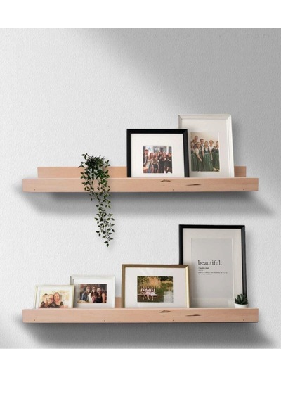 Ahşap Resim/çerçeve Duvar Rafı 2li Set 35x8