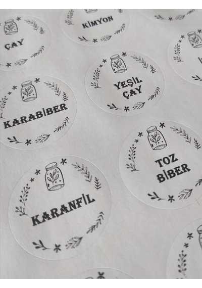 48 Adet 4 Cm Baharat Isimleri Kavanoz Baskılı Mat Etiket Sticker - 1 Sık Kullanılanlar