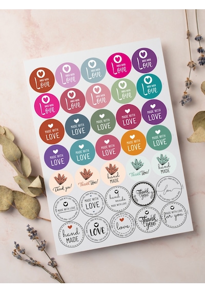 Desenli Thank You Teşekkür Stickers Paketleme Çıkartma Pytkstk95