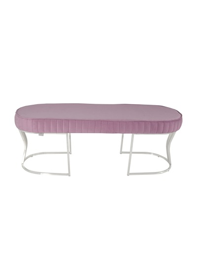 Viego Silver Striped- Pembe Kapitoneli Chester Model Puf & Bench & Koltuk & Uzun Makyaj Puff & Yatak Ucu &önü