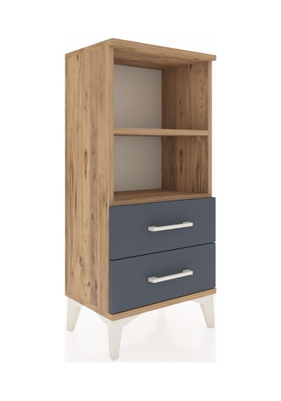 Arges Komodin 2 Raflı 2 Çekmeceli 44x30x96 Çam-antrasit Çam