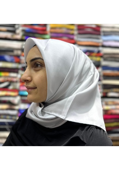 BELLİ Düz Fon İpek Twill Eşarp 4053 Gümüş - 03
