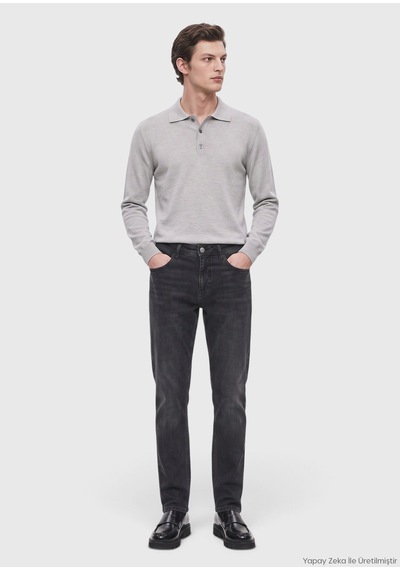 Ramsey Siyah Regular Fit Denim Pamuk Karışımlı Pantolon