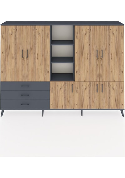 Arges Dolap 11 Raflı 3 Çekmeceli 7 Kapaklı 220x30x163 Antrasit-ça Antrasit-çam/antrasit Arges Dolap 11 Raflı 3 Çekmeceli 7 Kapaklı 220x30x163 Antrasit-ça Antrasit-çam/antrasit