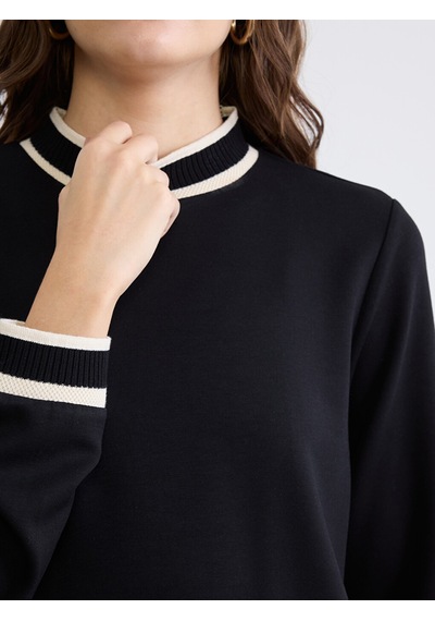 Lcwaıkıkı Classic Siyah Dik Yaka Soft Touch Kadın Sweatshirt Tunik