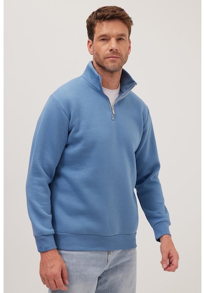 Tudors Unisex Relax Fit Rahat Kesim Pamuklu İçi Polarlı Yarım Fermuarlı Petrol Mavi Dik Yaka Sweatshirt-35158 Petrol Mavi Tudors Unisex Relax Fit Rahat Kesim Pamuklu İçi Polarlı Yarım Fermuarlı Petrol Mavi Dik Yaka Sweatshirt-35158 Petrol Mavi