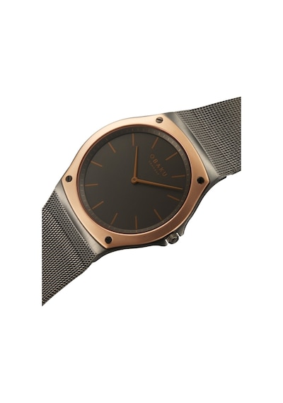 Obaku Denmark V316lxdjmj Quartz Hasır Kordon Siyah Safir Cam 40 Mm Erkek Kol Saati Rose Gold