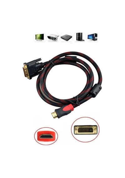 Hdmi To Dvi 24+1 Çevirici Dönüştürücü Monitör Kablosu 1.5 Metre Dual Link Dvı-d 24+1 Konnektörlü Hasır