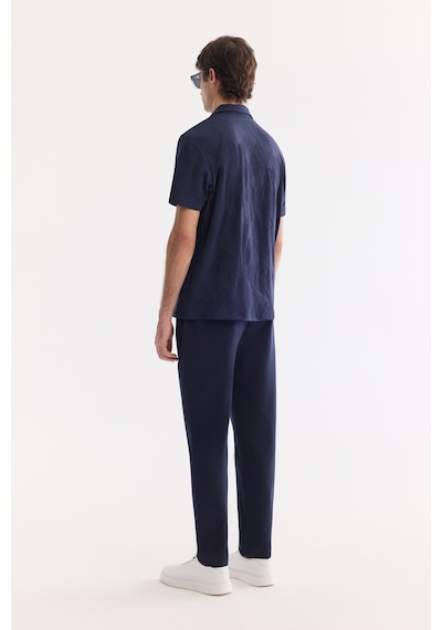 Avva Erkek Lacivert Apaj Yaka Kolay Ütülenen Elastan Regular Fit T-shirt A61y1156