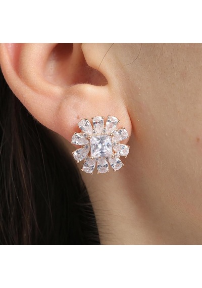 Effective Diamond Milano Rüyası Rose Renk Işıltılı Gümüş Küpe