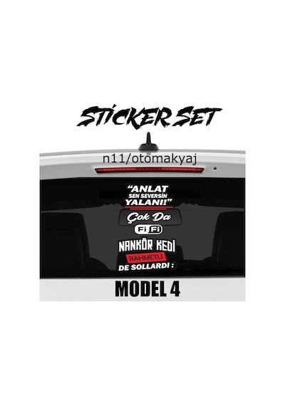 Araba Arka Cam Yazısı Sticker Komik Hırçın Ukala Çeşitli