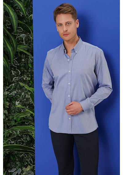 Efor Gk 678 Slim Fit Koyu Mavi Klasik Gömlek Koyu Mavi