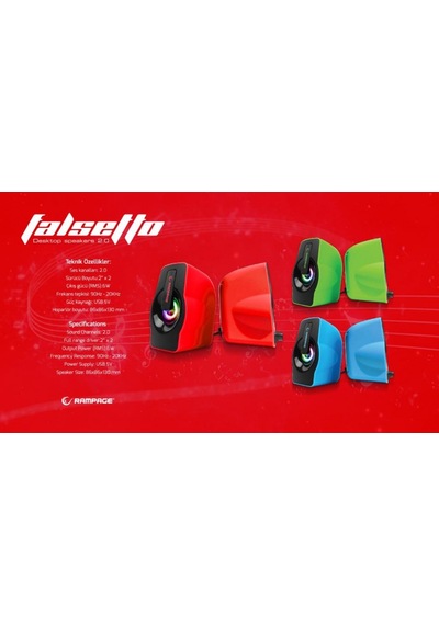 Rampage Rms-G7 Falsetto 2.0 6 Watt Rgb Ledli Kırmızı Multimedia