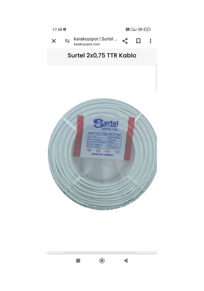 100 Metre Surtel 2 X 0.75 Mm Ttr Tam Bakır Tse Li