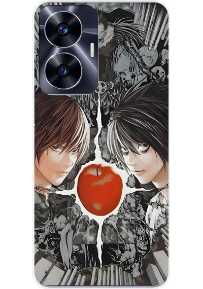 Realme C55 Uyumlu Death Note Kapak Tasarımlı Baskılı Silikon Kılıf Renkli