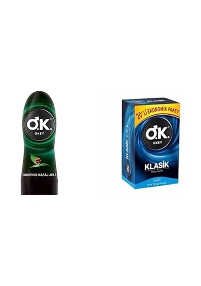 Ginseng Kayganlaştırıcı Ve Masaj Jeli 1 X 200 Ml + Klasik Kolay Takılan Ekonomik Paket Prezervatif 1 X 20 Adet
