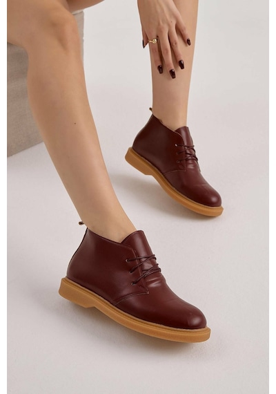 Bağcıklı Bilek Boy Klasik Termo Taban Bot - Bordo - 38 Bordo