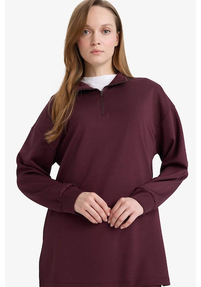 Defacto Regular Fit Fermuarlı Yaka Uzun Kollu Tunik F5771ax26spbr475 Bordo-br475