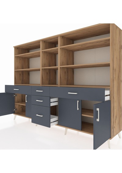 Hyperion Dolap 11 Raflı 5 Çekmeceli 4 Kapaklı 220x44x163 Çam-antr Çam-antrasit Hyperion Dolap 11 Raflı 5 Çekmeceli 4 Kapaklı 220x44x163 Çam-antr Çam-antrasit