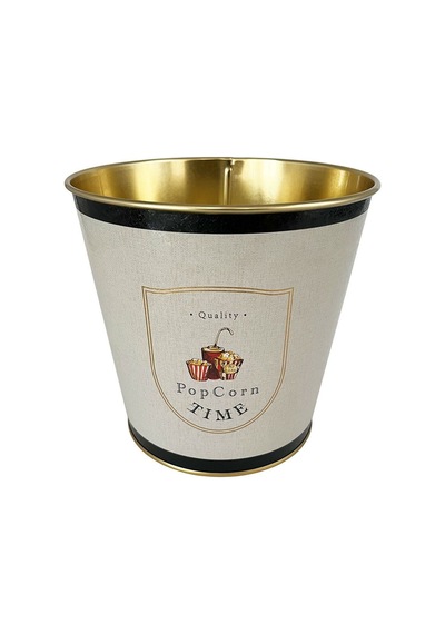 Metal Popcorn Kutusu - Patlamış Mısır Kovası 13.5 Cm, Azura Er149-3o Desenli