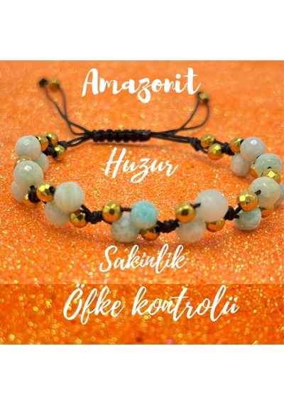 Yıldız Doğal Taş 6mm Ipli Amazonit Ayarlanabilir Ölçü Doğal Taş Bileklik Mavi